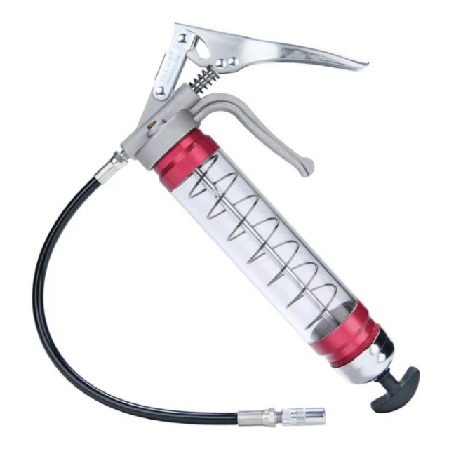 Pistol-Grip Grease Gun with Clear Tube and Flextible Hose Image
