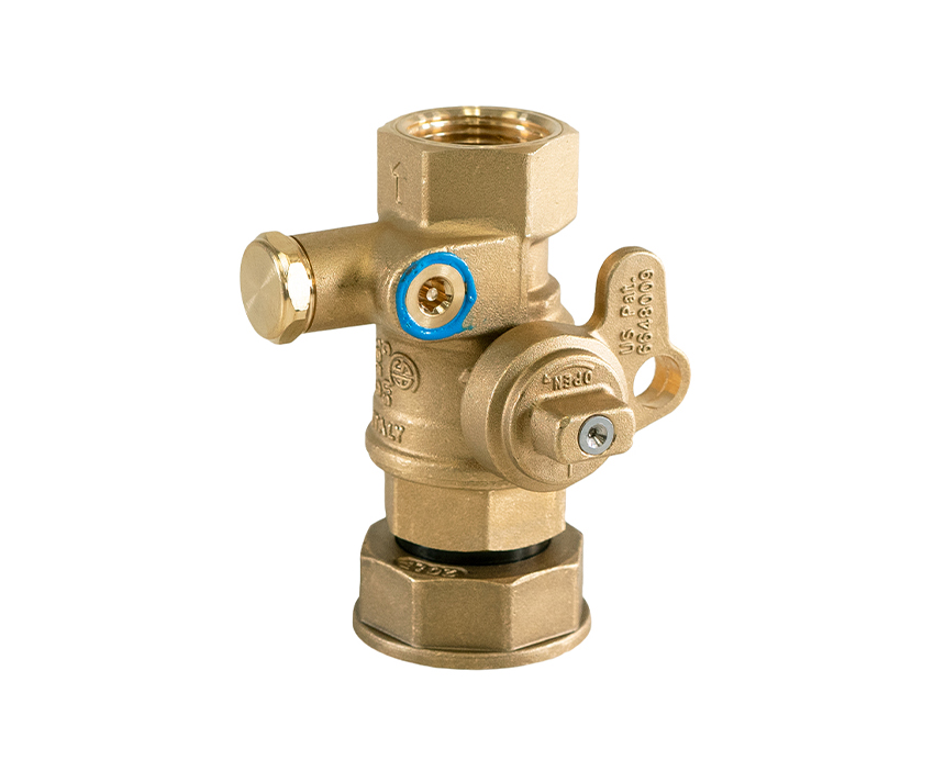 Lockwing Brass Utility Gas Ball Valve with Meter Nut and Swivel Connection Image