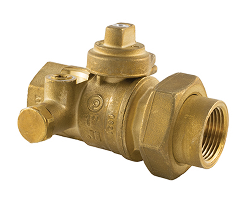 Union Non-Insulated Bypass Lockwing Brass Utility Gas Ball Valve with Union Tail Piece Image