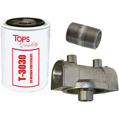 30 Micron Particulate Filter with 3/4 in. Adapter Kit, Includes 3/4 in. NPT x 1 in. Length Nipple, For Transfer Pumps Image