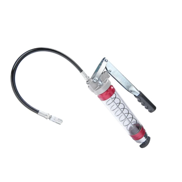 Lever Grease Gun with Clear Tube and Flexible Hose