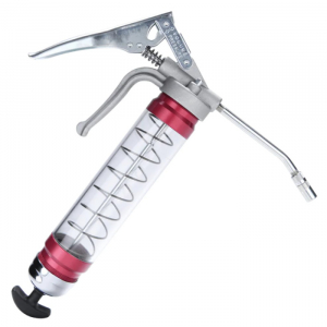 Pistol-Grip Grease Gun with Clear Tube and Rigid Steel Extensions