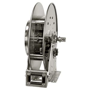 Stainless Steel Spring Rewind Hose Reel for Lubrication, Potable Water, Chemical Transfer, Washdown, Corrosive Environments