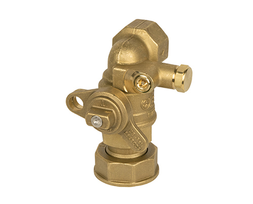 Lockwing Brass Angle Body Utility Gas Ball Valve with Meter Nut and Swivel Connection