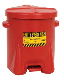 Red Plastic Oily Waste Can Image