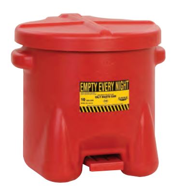 10 Gallon Oily Waste Can FM Approved- Red Plastic Image