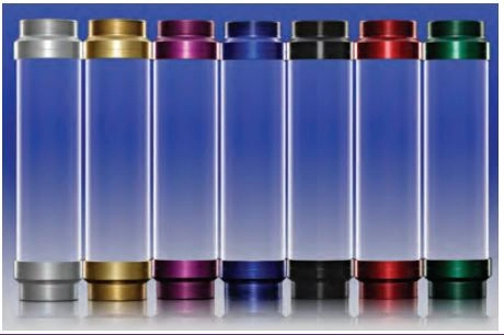 Clear Tube with Purple Aluminum Rings On Each End