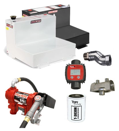 50 Gallon Steel L-Shaped Transfer Tank Combo Image