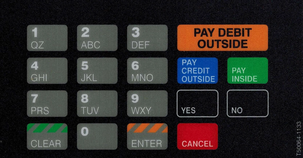 Fits Gilbarco Advantage, CRIND Keypad Overlay ( ADA) (works with T19760-10)