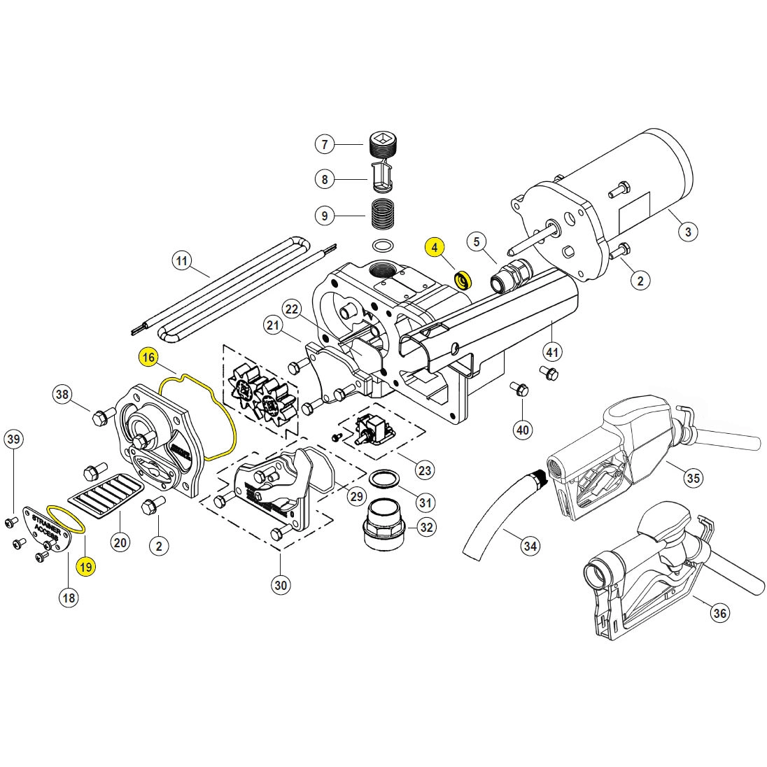Wet Seal Kit, Includes Motor Shaft Seal and O-Rings for Strainer Coverplate, Gear Coverplate and Bypass Poppet