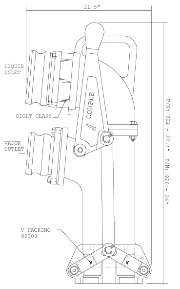 3 or 4 in. Single Point Over/Under Vapor Recovery Unloading Elbows