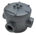 RED DOT 5 PORT ROUND JUNCTION BOX and COVER ONLY (W/2 PLUGS)