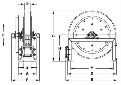 Manual Rewind Dual Hose Hose Reel for Air, Water, Hydraulics, Spray Painting