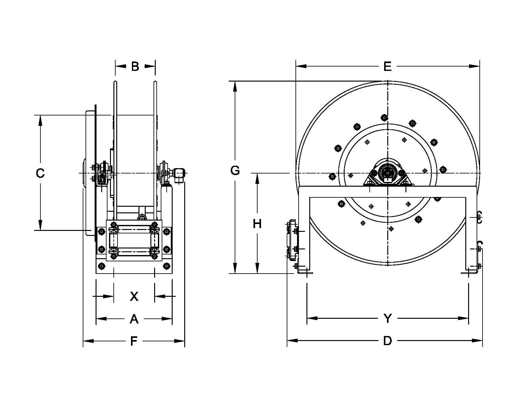 Spring Rewind Hose Reel for Lubrication, Air, Water, Steam, Washdown