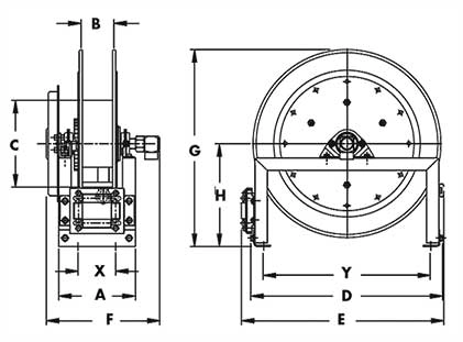 Spring Rewind Industrial Hose Reel for Fuel Dispensing, Waste Oil Evation, Air, Water