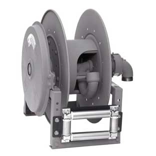 Spring Rewind Industrial Dual Hose Reel for Bulk Transfer, Fuel Dispensing, Suction, Discharge