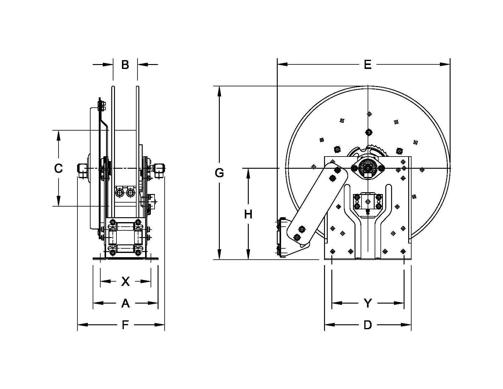Spring Rewind Dual Hose Hose Reel for Air, Water, Hydraulics, Spray Painting