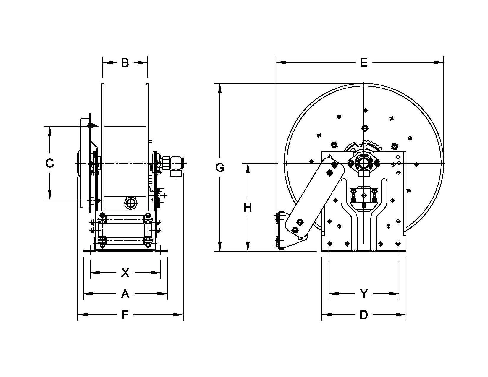 Spring Rewind Industrial Hose Reel for Fuel Dispensing, Waste Oil Evacuation, Air, Water