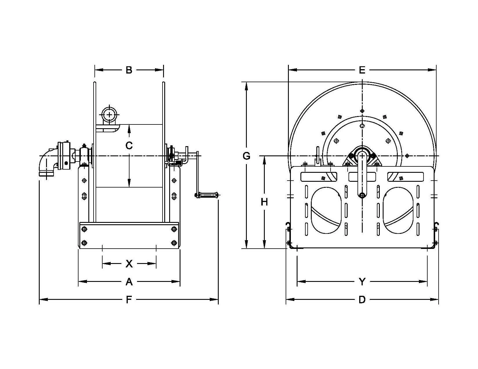 Manual Rewind Hose Reel for Fuel Dispensing, Bulk Transfer, Fire Protection