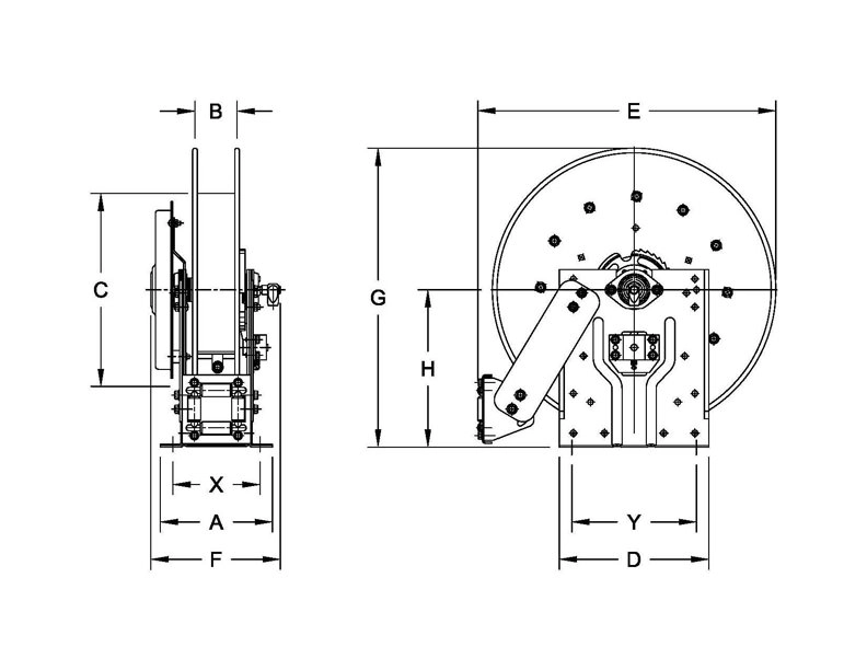 Spring Rewind Hose Reel for Lubrication, Air, Water, Steam, Washdown