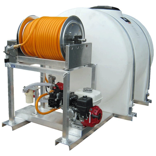 335 Gallon Skid w/ 10 gpm Diaphragm Pump and Electric Hose Reel with 300 ft. of 1/2 in. ID Hose