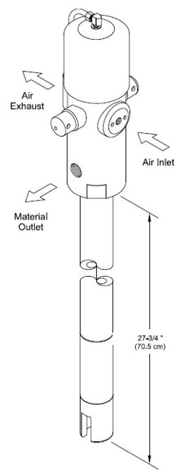 1/4 in. NPTF(f) Air Inlet, 3/8 in. NPTF(f) Material Outlet