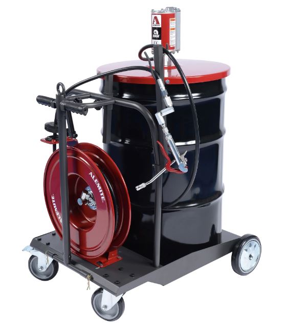 Includes 50:1 Pump, Hose Reel, Hoses, Control Handle, Gauge and Cart