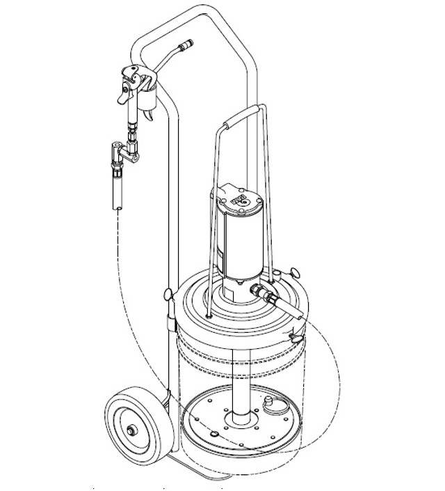 For 35 Lb Drum, 3/8 in. NPTF(f) Outlet, 4.5 Lb/Min Delivery, Includes Follower/Cover/Dolly