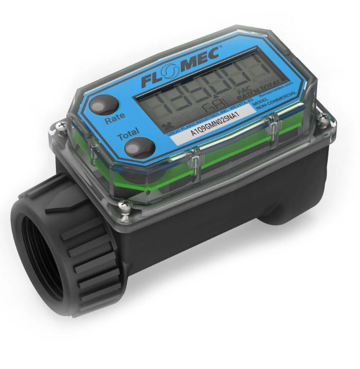 1 in. FNPT Inlet/Outlet, Nylon, 0.3-3 GPM