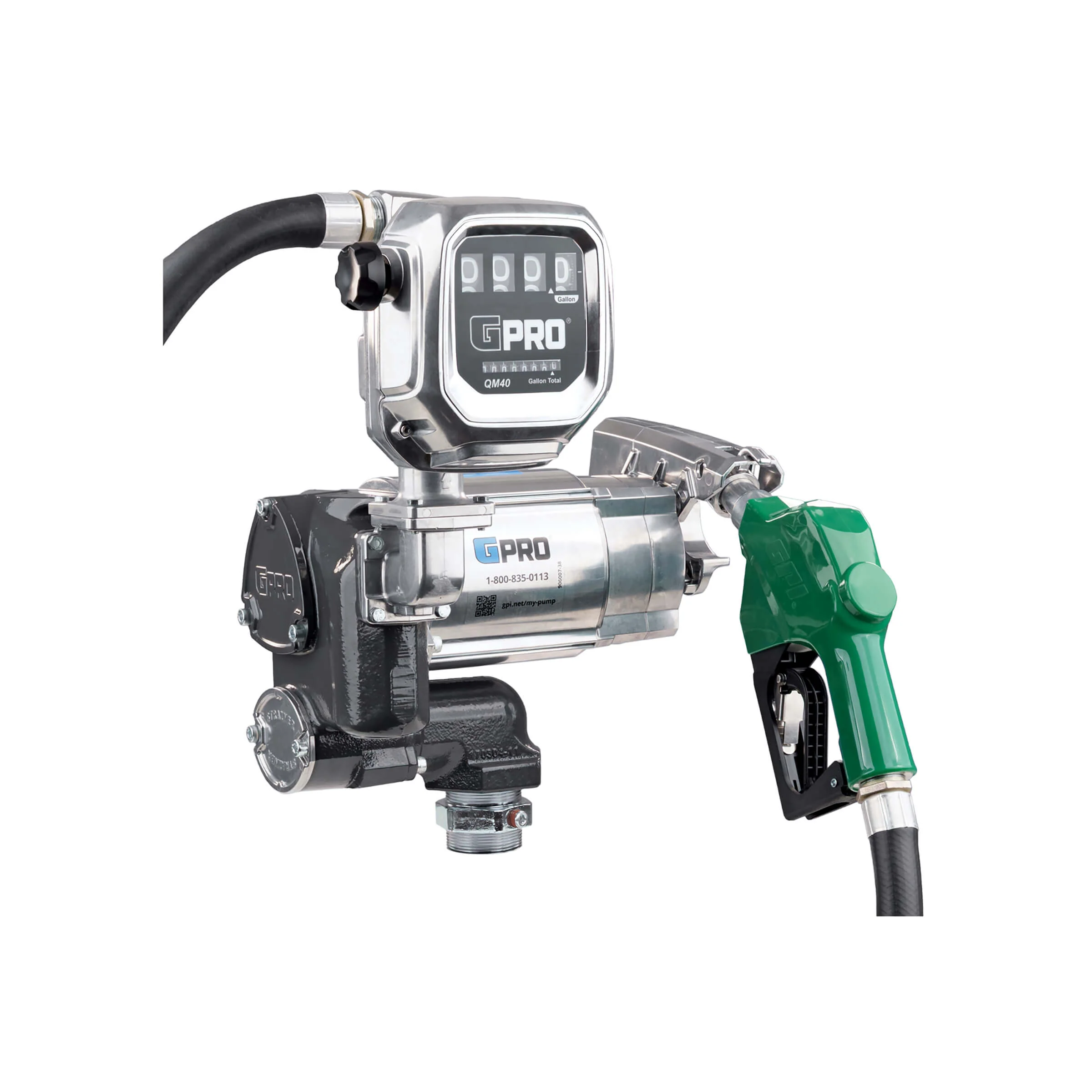 Gallons or Liters, 35 GPM, 1-1/4 in. Inlet, 1 in. Outlet, Includes QM40 Meter, Optional Nozzle and Hose