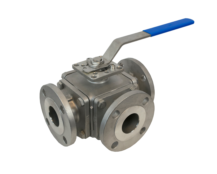 1/2 - 4 in. Stainless Steel, Full Port, 3-Way Flanged Connection, Class 150