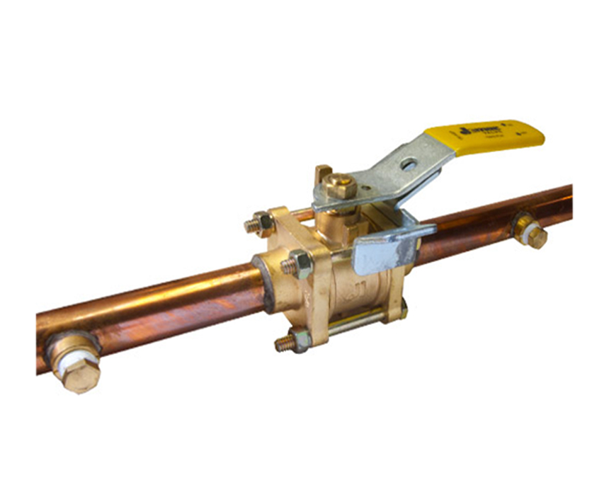 1/2 - 2 in. Oxygen Cleaned for Medical Gas, 3 Piece 4 Bolt, Copper Stub Connection, with Double Gauge Port, 600 WOG