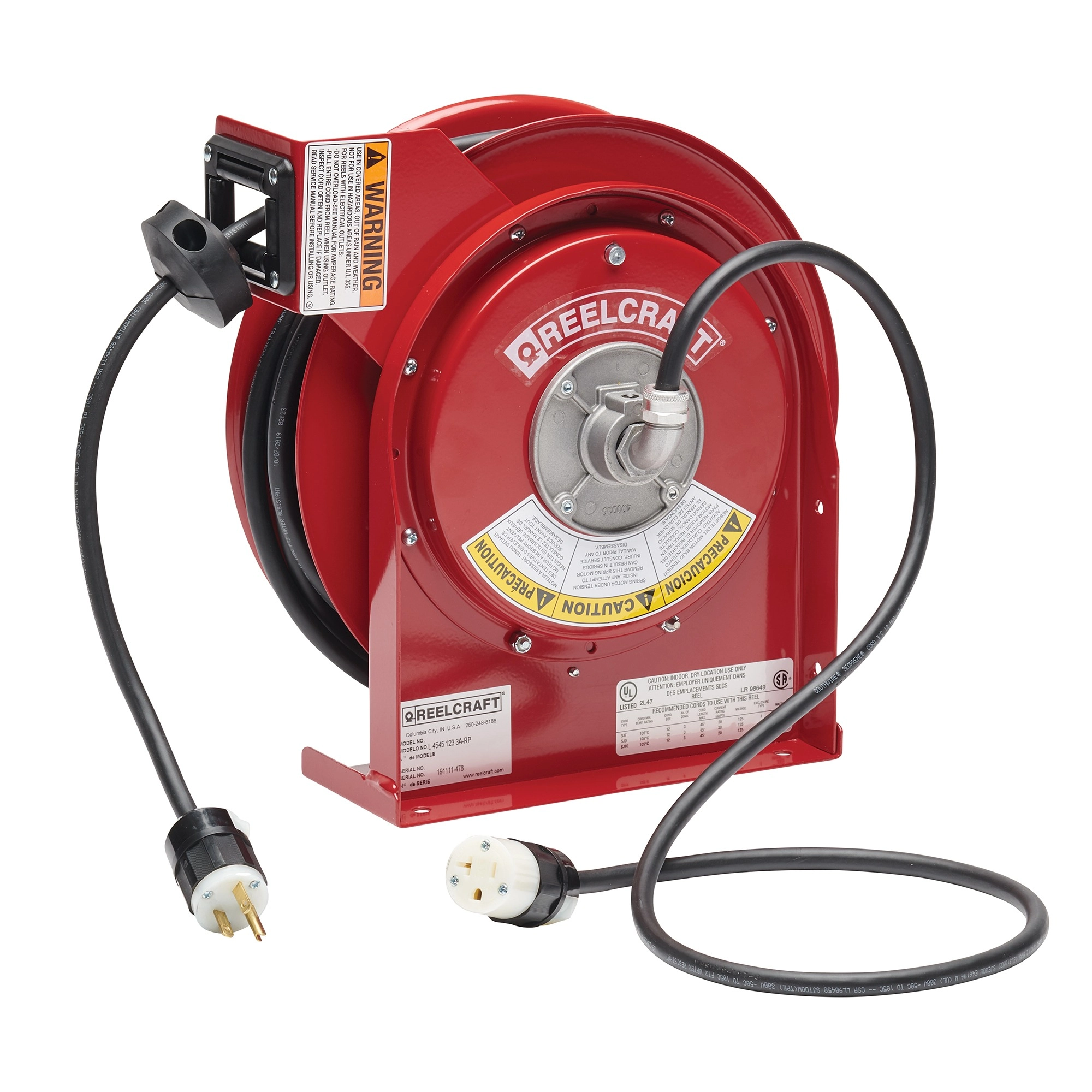 45 ft. Cable, Single Receptacle, Reverse Plug, 20 Amps, 12 AWG/3 Conductor