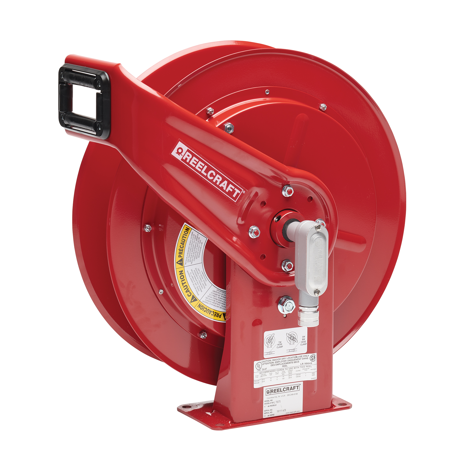 without Cable,100 ft. Cable Capacity, 20 Amps, 12 AWG/3 Conductor