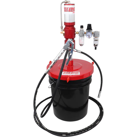 Includes 60:1 Pump, Drum Cover, Follower Plate, 12 ft. Hose, Nozzle, Filter Regulator